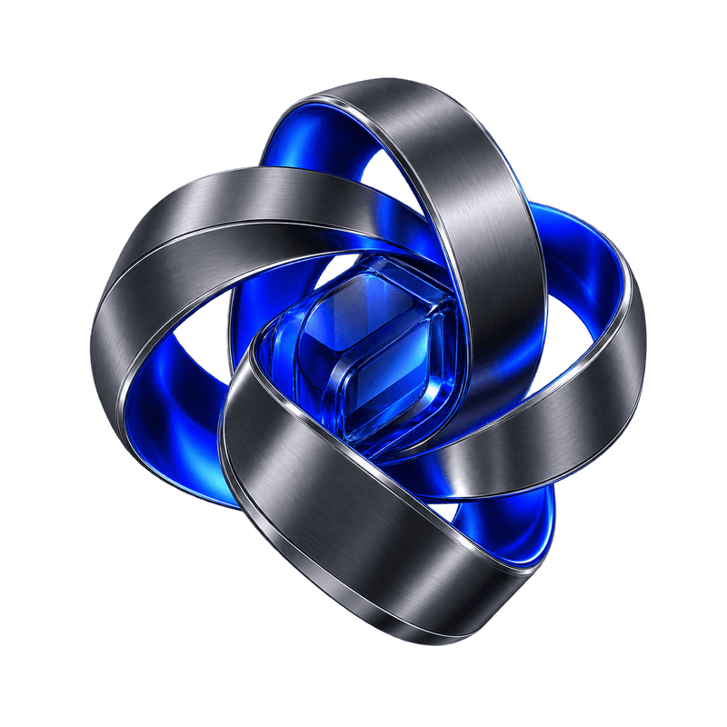 Titanium ribbons surrounding a cobalt glass core
